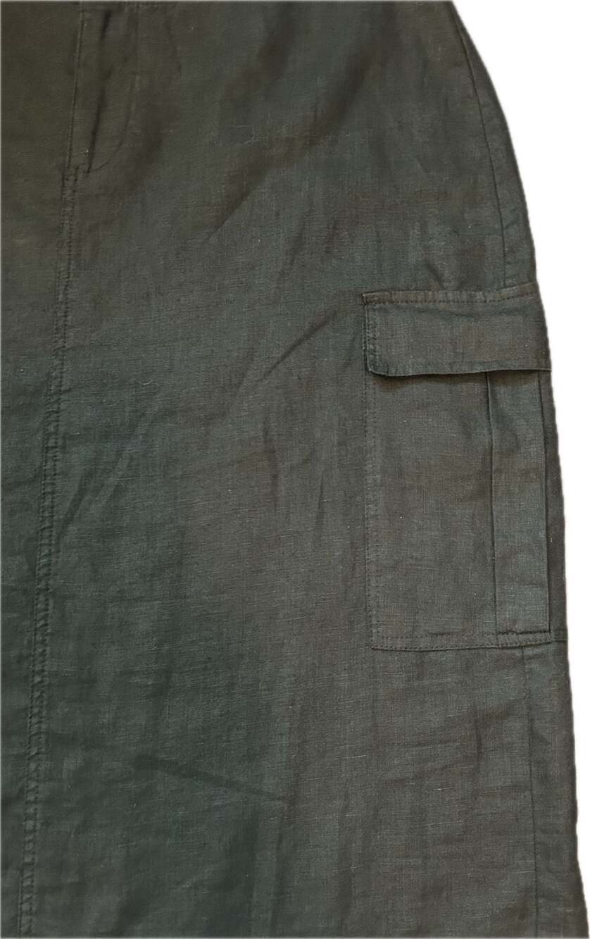 Cotton:On Black 100% Linen Low RiseCargo Maxi Skirt Casual Y2K Utility EUC - Picture 3 of 11